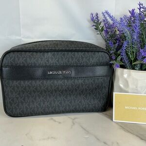 Michael Kors Black Signature MK Camera Crossbody Travel Bag